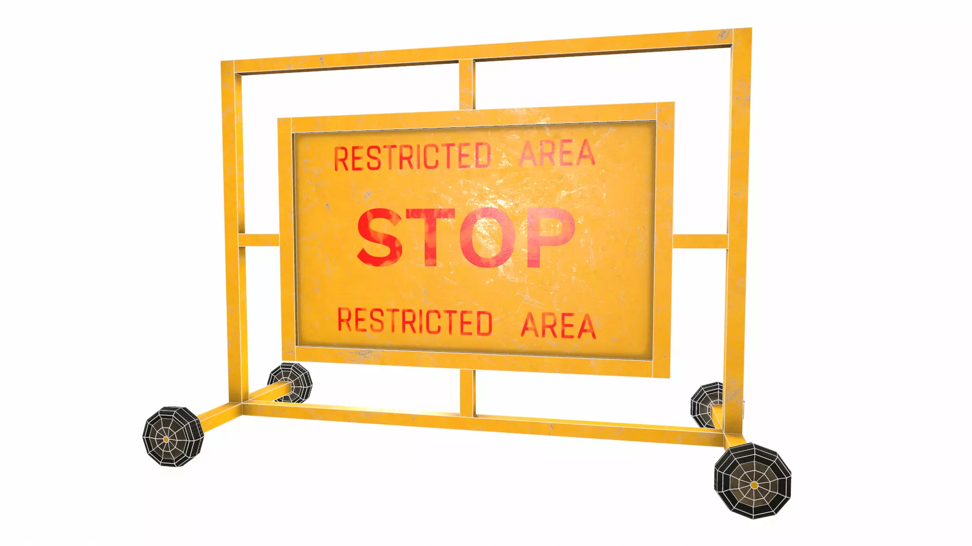 Stop Barricade Low Poly Low-poly 3D model_22