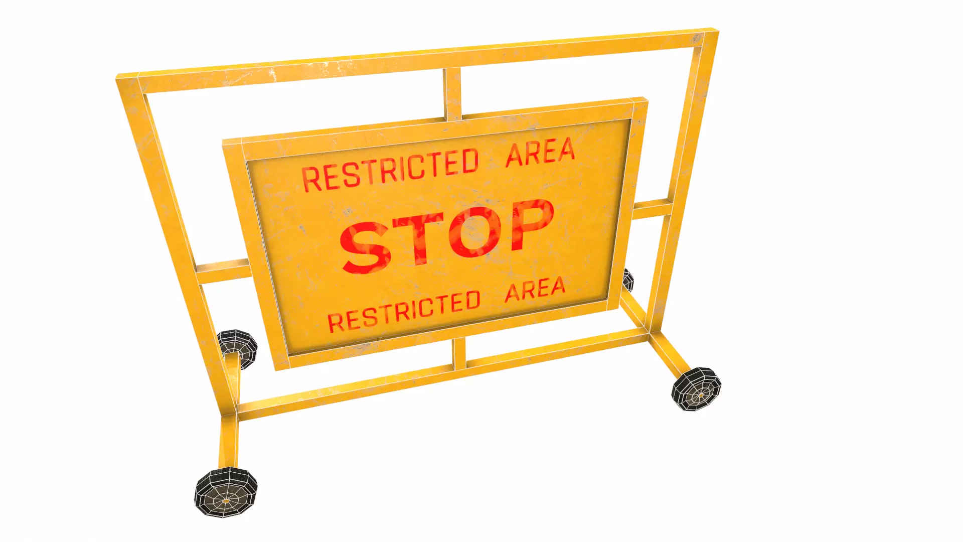 Stop Barricade Low Poly Low-poly 3D model_26