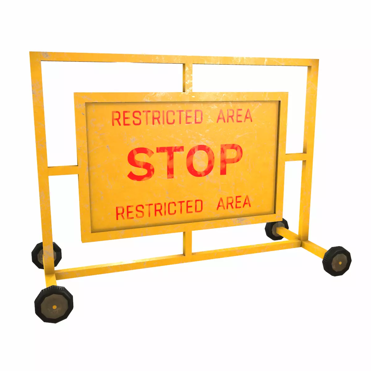 Stop Barricade Low Poly Low-poly 3D model_1