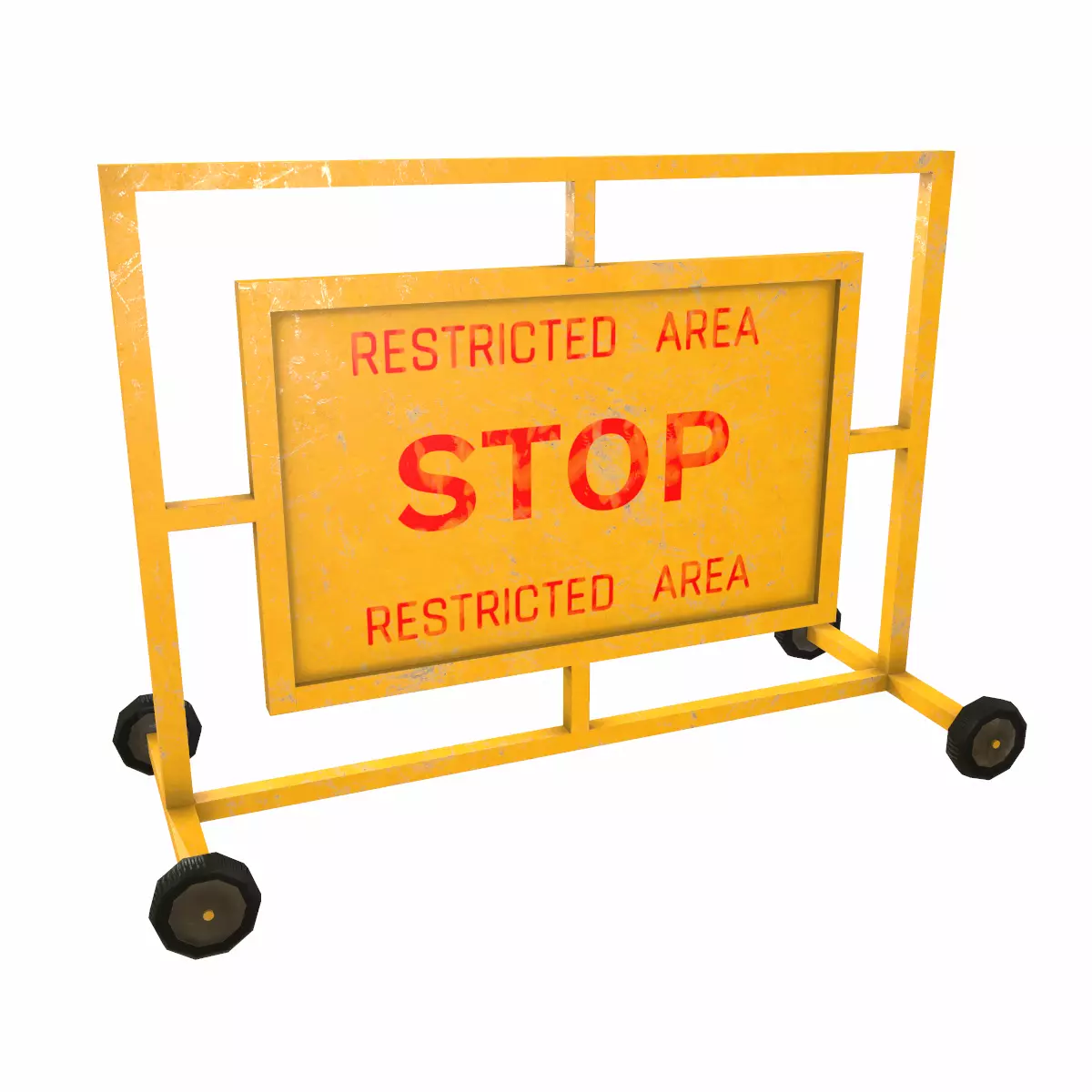 Stop Barricade Low Poly Low-poly 3D model_3