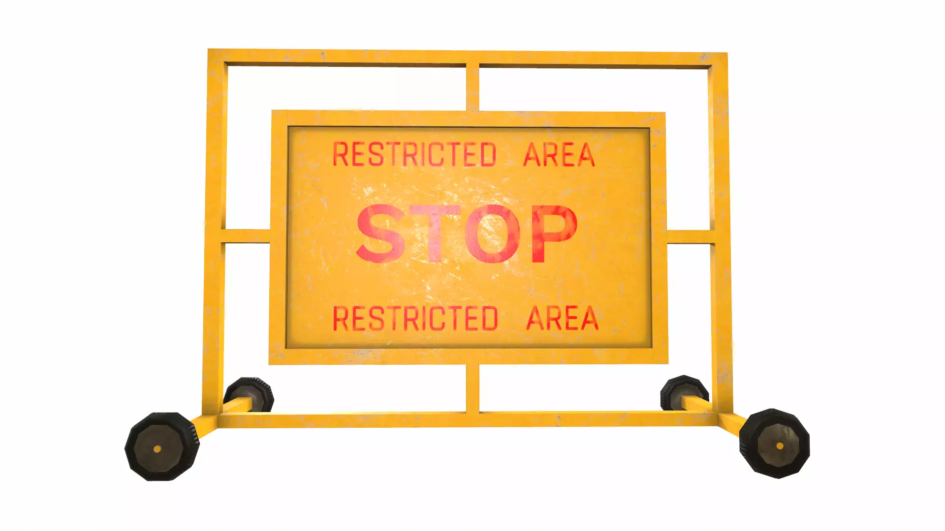 Stop Barricade Low Poly Low-poly 3D model_9