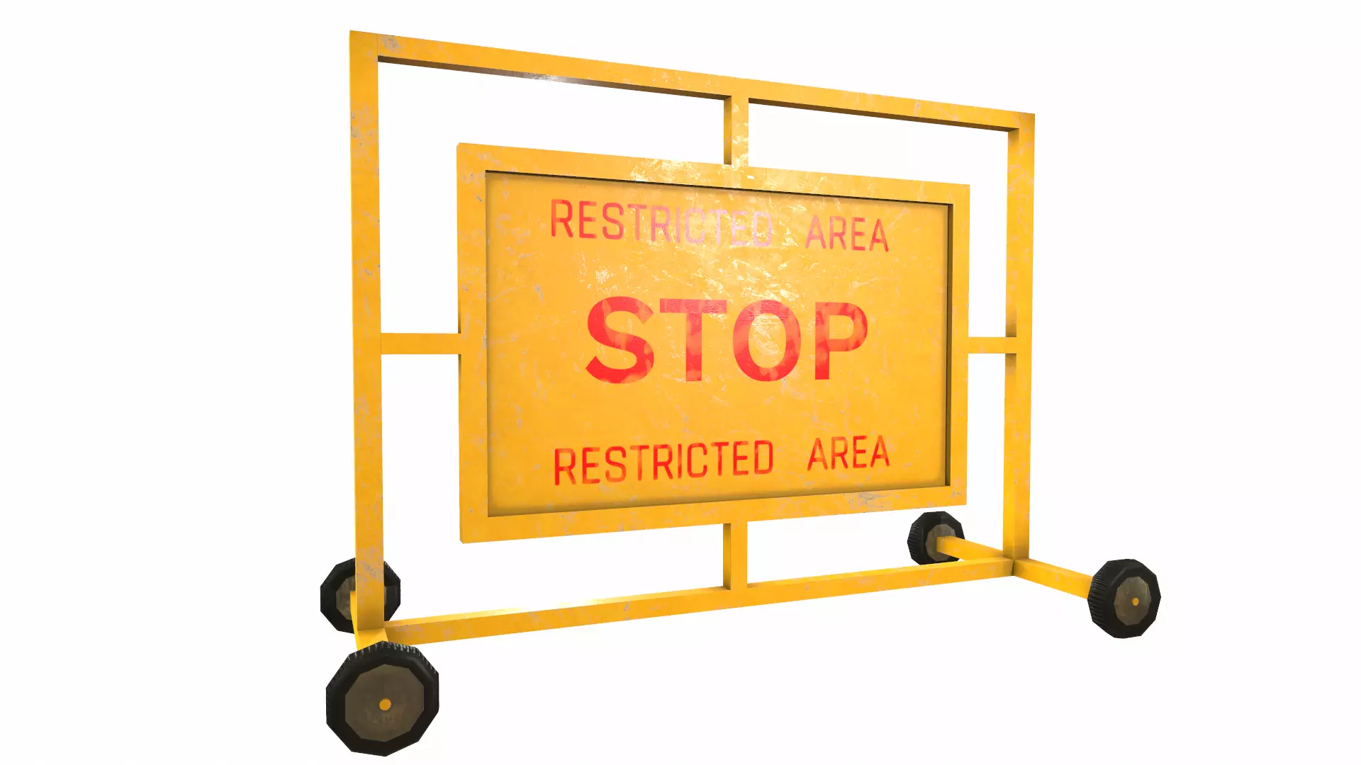 Stop Barricade Low Poly Low-poly 3D model_6