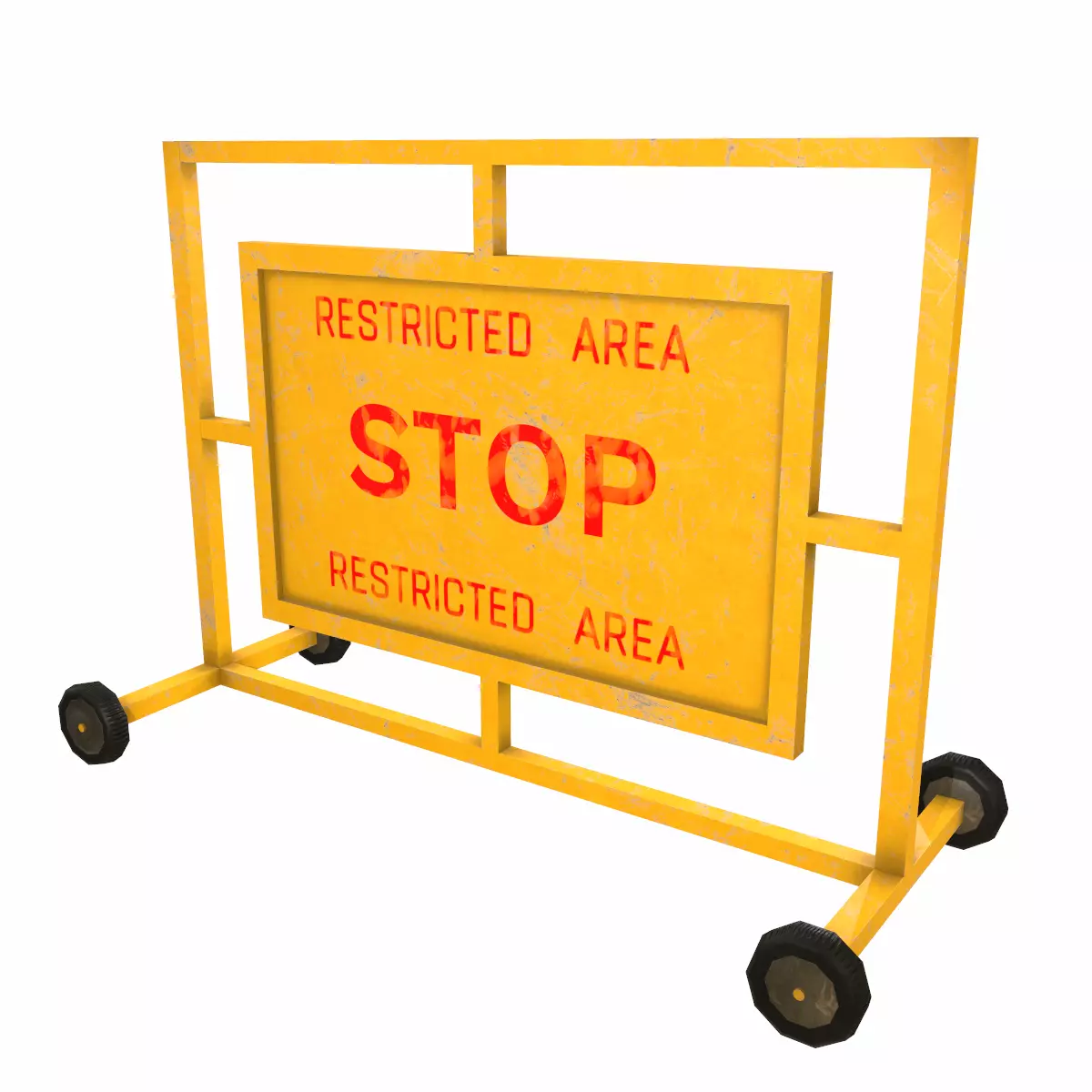 Stop Barricade Low Poly Low-poly 3D model_2