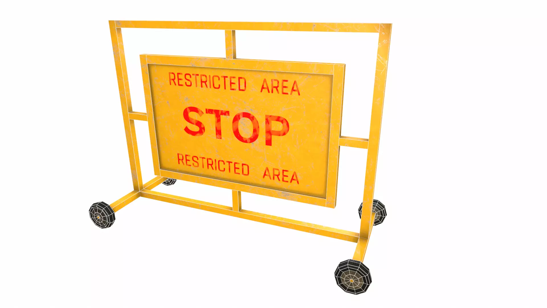 Stop Barricade Low Poly Low-poly 3D model_23