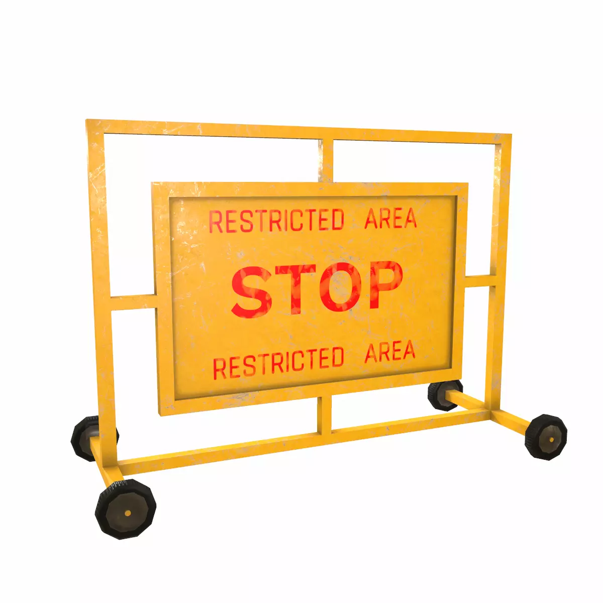 Stop Barricade Low Poly Low-poly 3D model_0