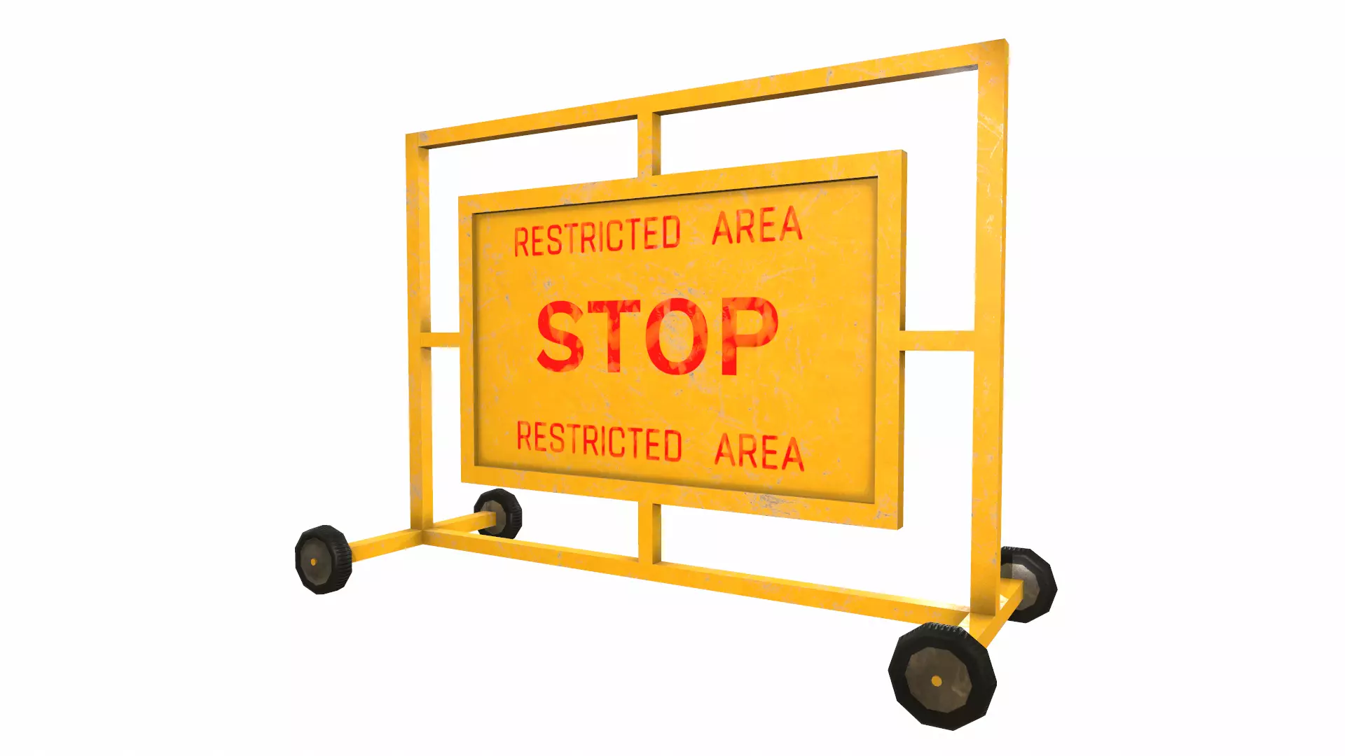 Stop Barricade Low Poly Low-poly 3D model_7