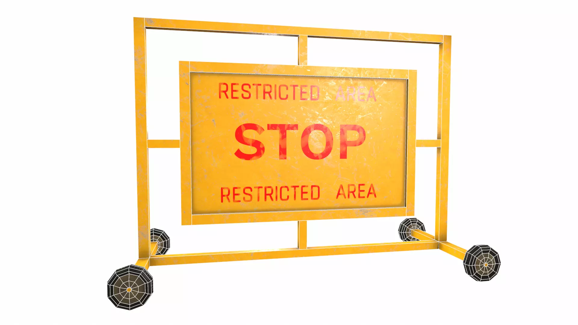 Stop Barricade Low Poly Low-poly 3D model_28