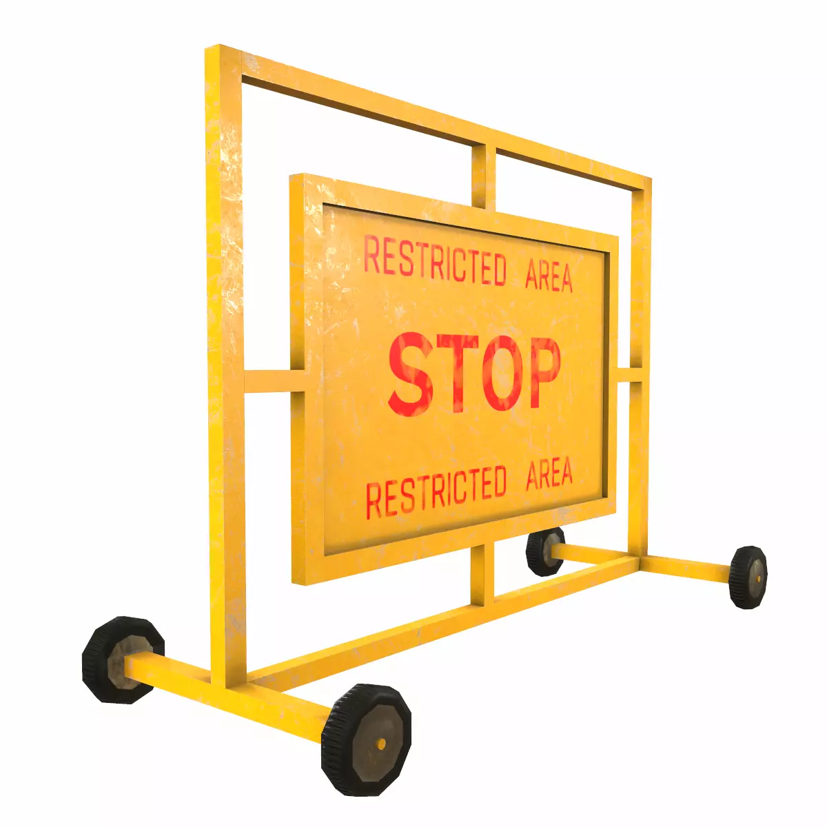 Stop Barricade Low Poly Low-poly 3D model_5