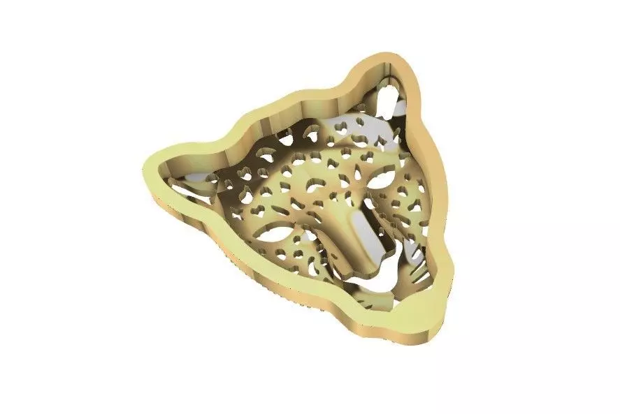 Jaguar Head 3D Pendant with Strass Cavities 3D model_4