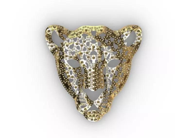 Jaguar Head 3D Pendant with Strass Cavities 3D model_3