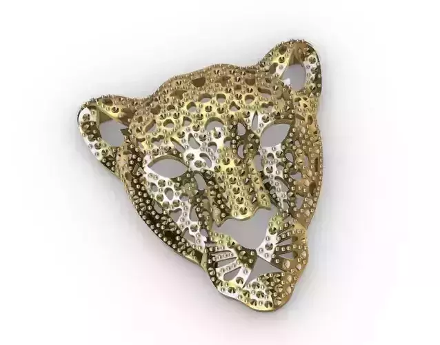 Jaguar Head 3D Pendant with Strass Cavities