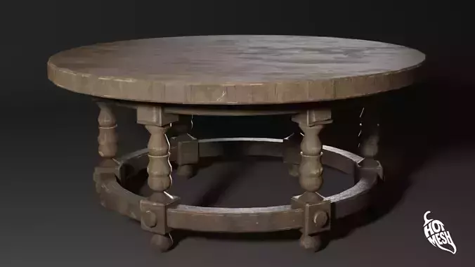 LOW POLY ROUND MEDIEVAL TABLE