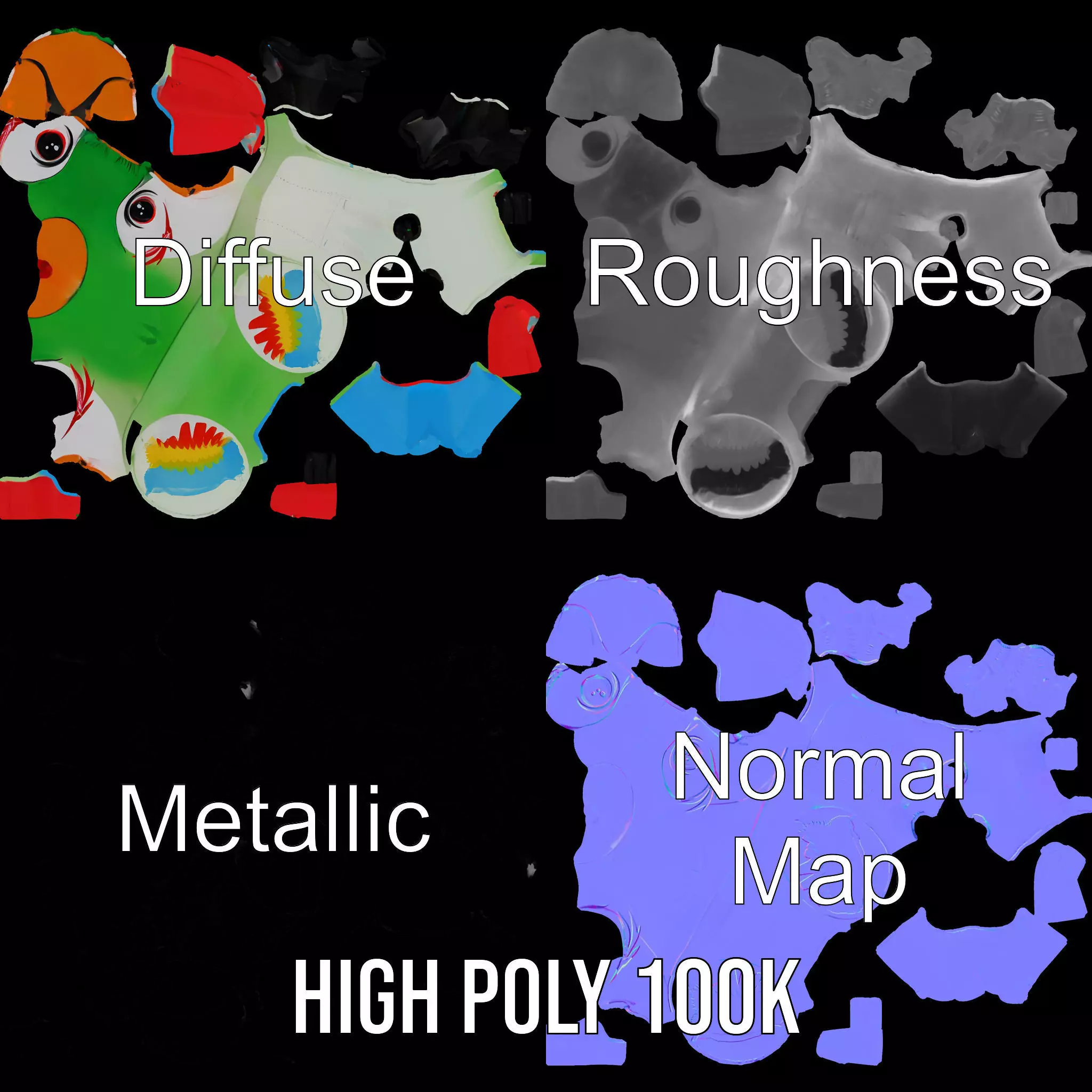 Colorful Parrot Float model pack Low-poly 3D model_4