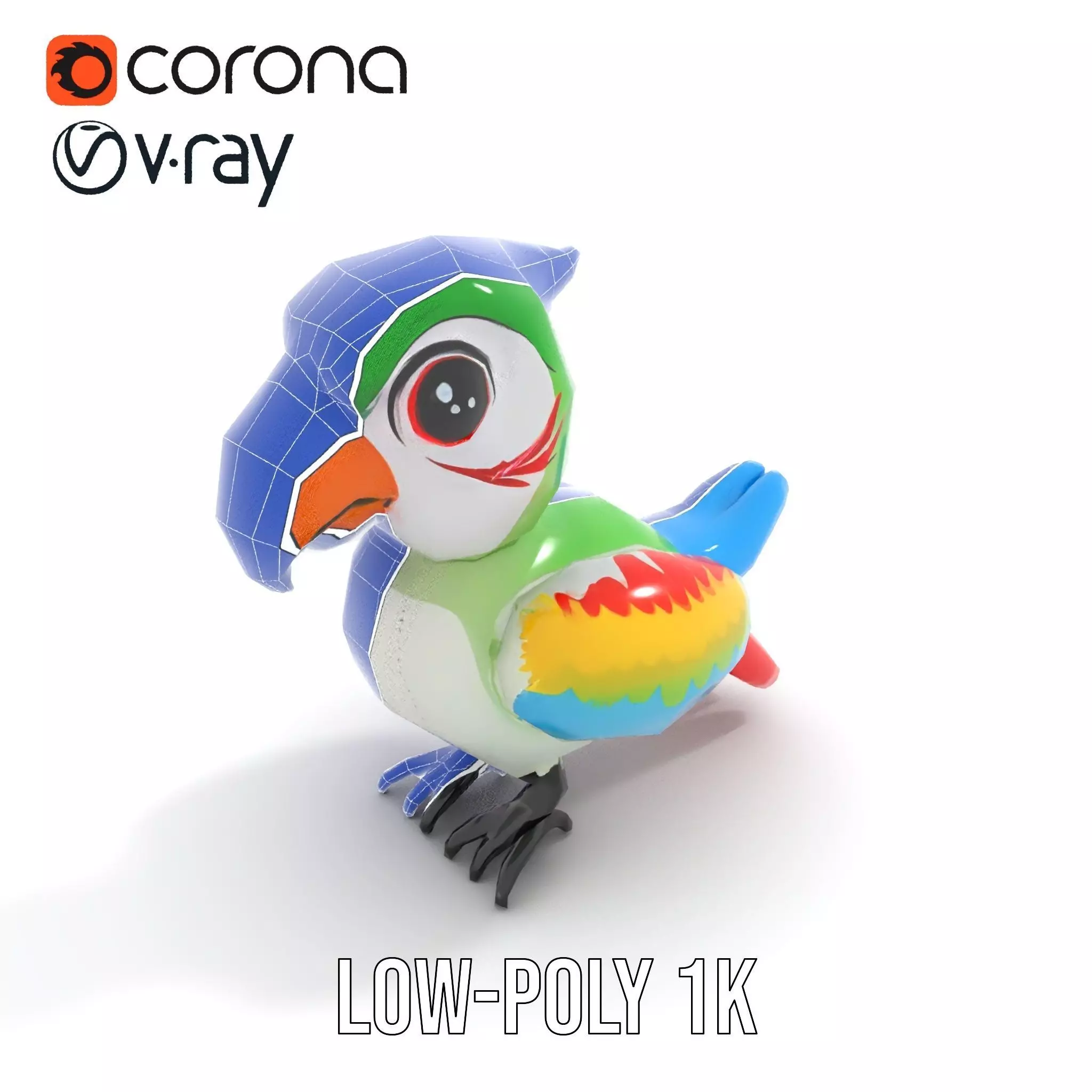 Colorful Parrot Float model pack Low-poly 3D model_23