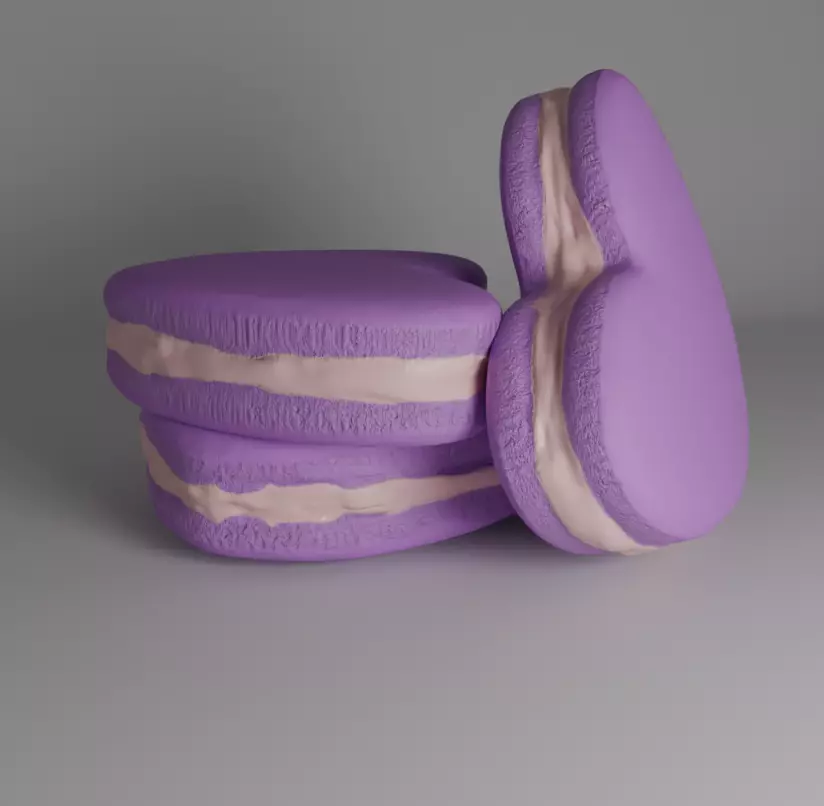 Heart macaron  Low-poly 3D model_0