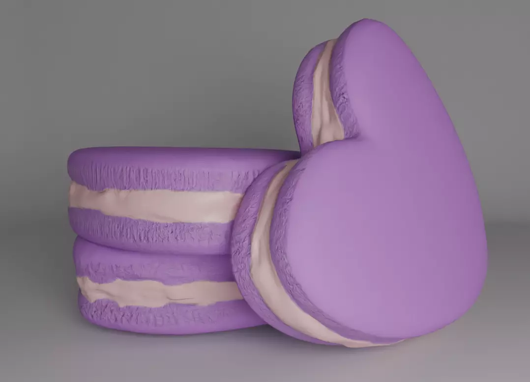 Heart macaron  Low-poly 3D model_4