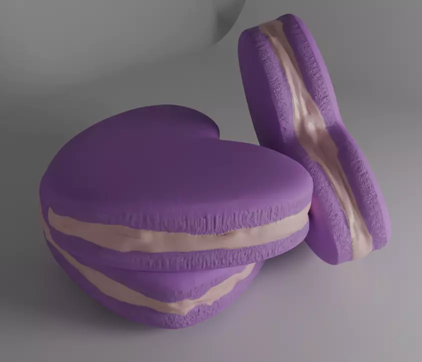 Heart macaron  Low-poly 3D model_3