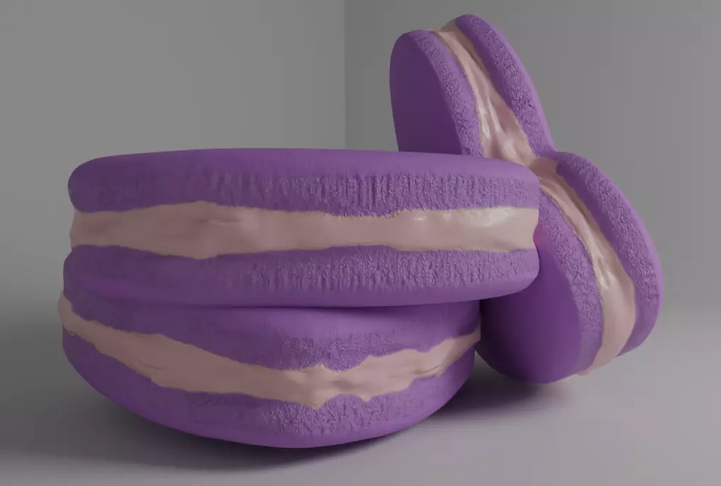 Heart macaron  Low-poly 3D model_1