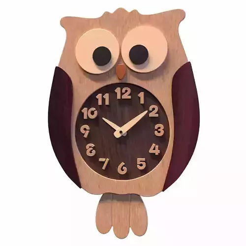 Wooden Owl Wall Clock