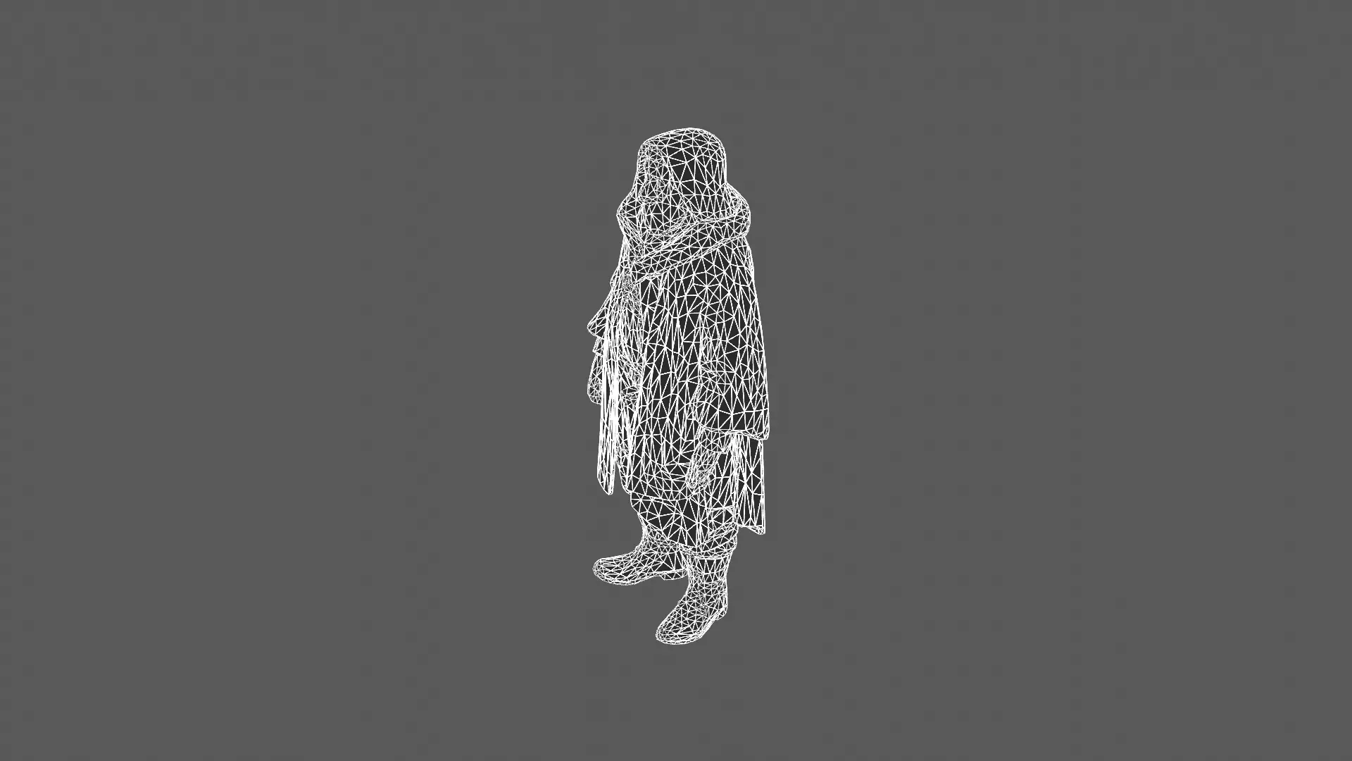 Elderly Wise Man in Hooded Cloak 3D Model 3D model_7