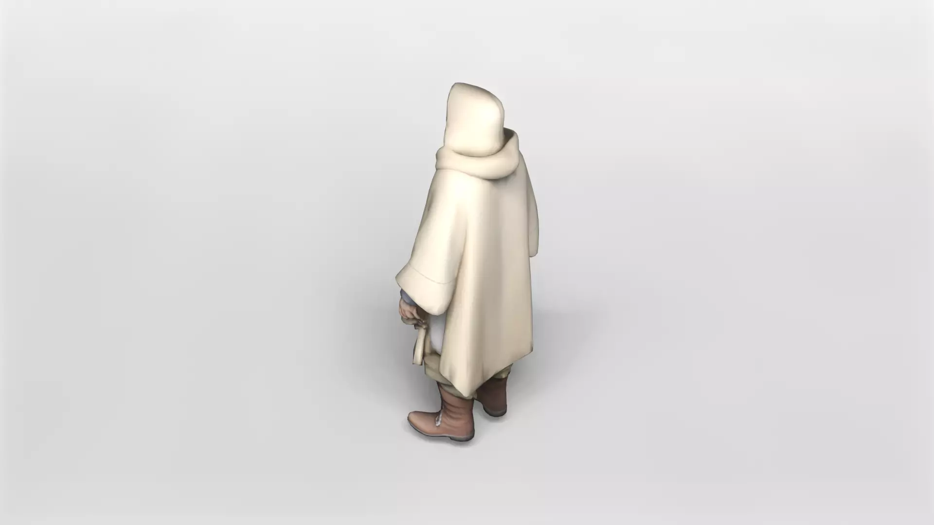 Elderly Wise Man in Hooded Cloak 3D Model 3D model_3