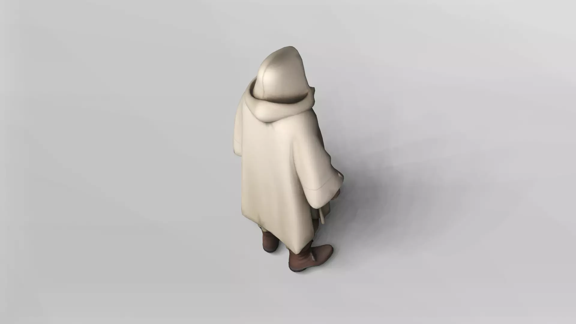 Elderly Wise Man in Hooded Cloak 3D Model 3D model_4