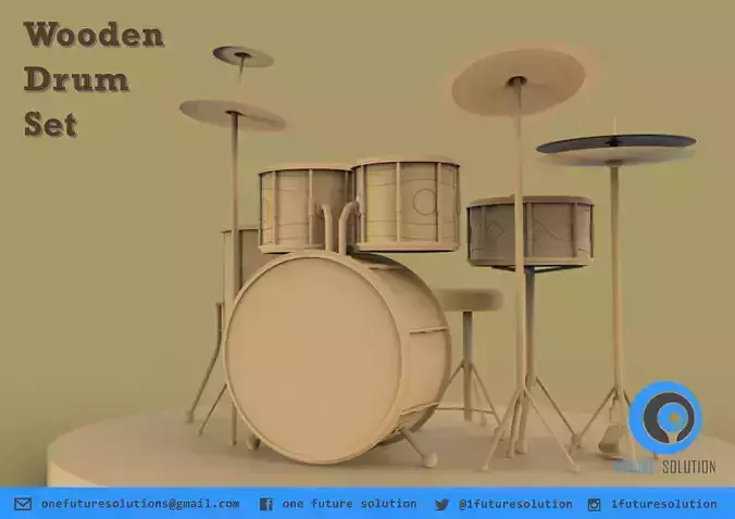 Wooden Drum Set Free 3D print model
