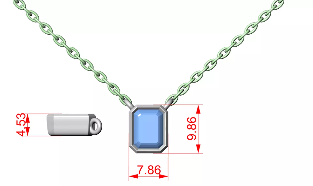 Emerald Mono Solitaire Pendant 3dm stl renders Animation Videos 3D print model_1