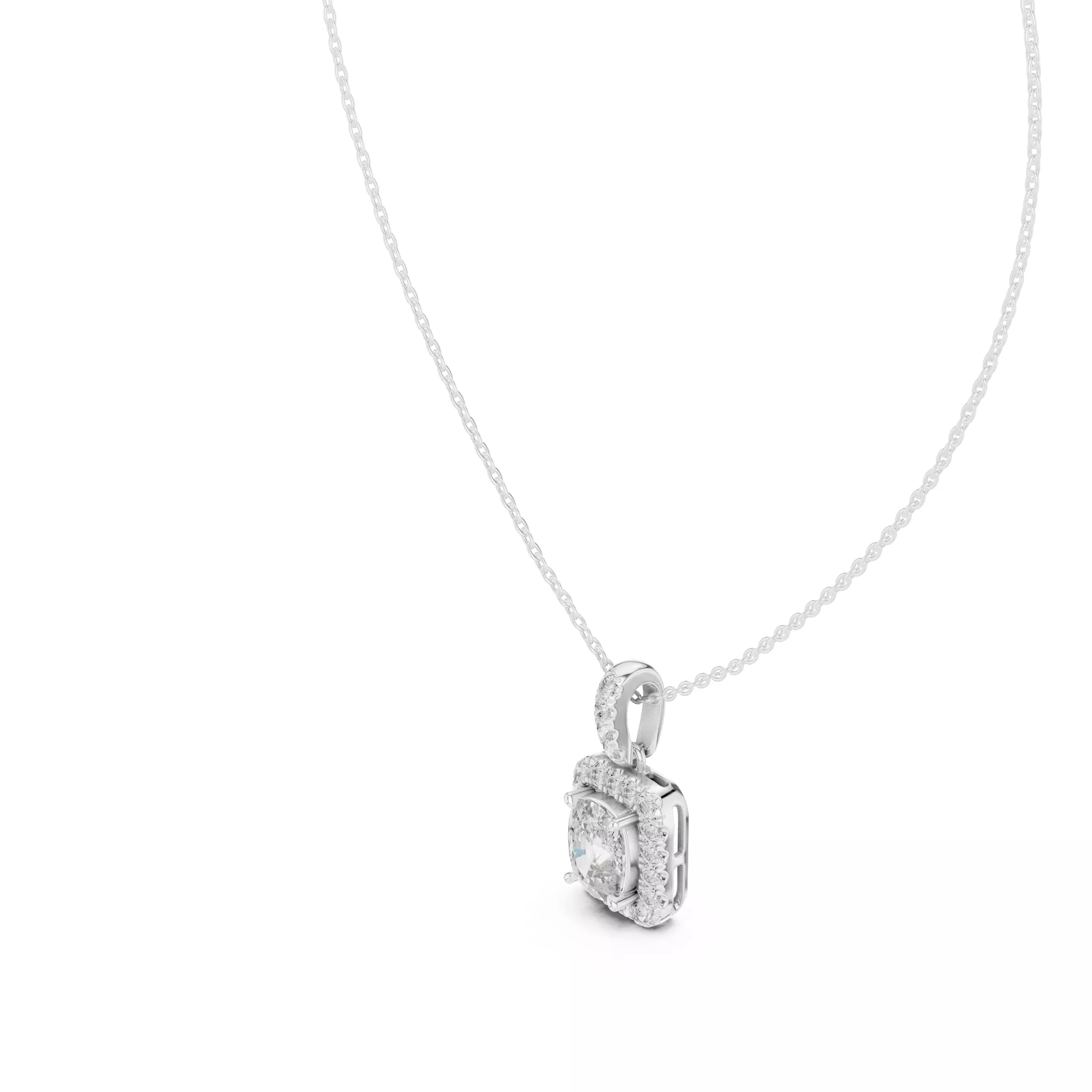 Cushion Halo Solitaire Pendant 3dm stl renders Animation Videos 3D print model_7