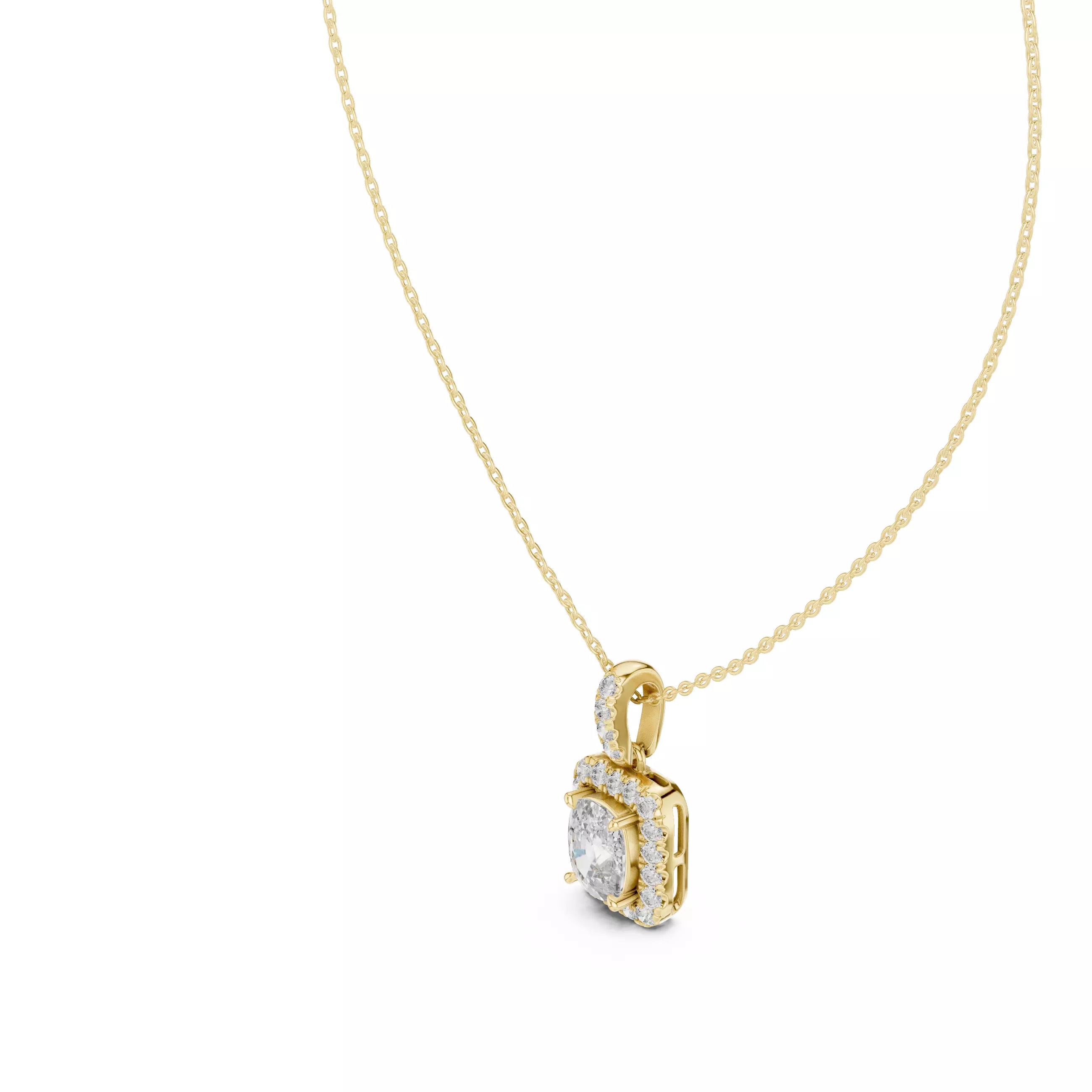 Cushion Halo Solitaire Pendant 3dm stl renders Animation Videos 3D print model_11