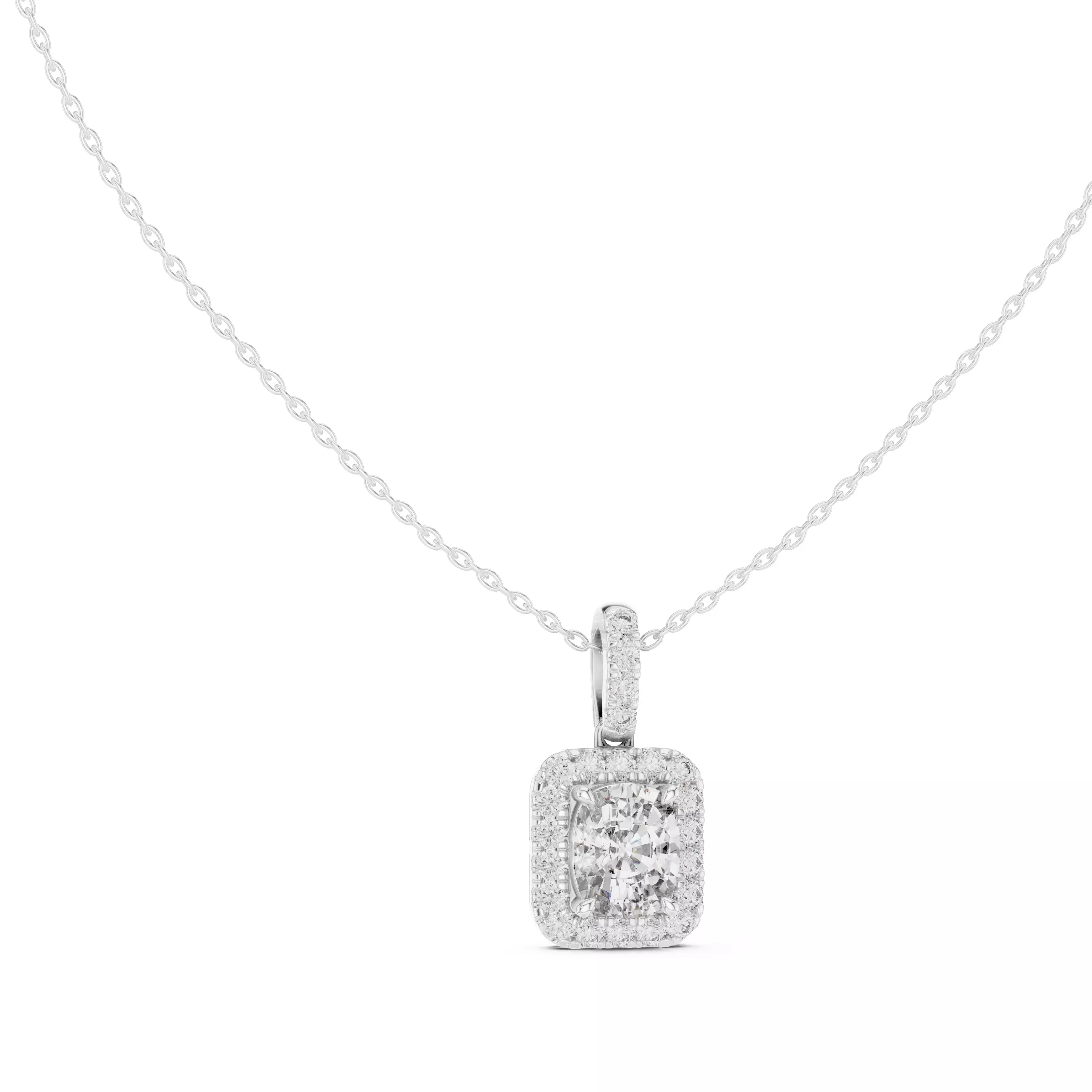 Cushion Halo Solitaire Pendant 3dm stl renders Animation Videos 3D print model_6