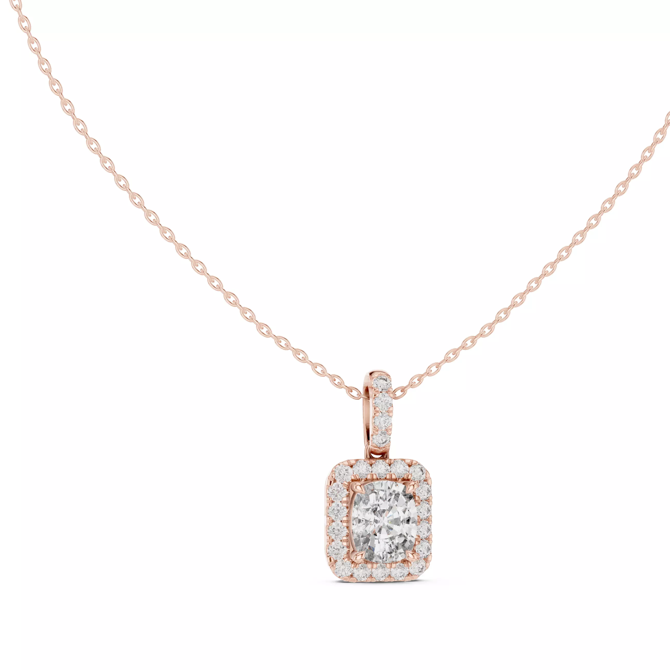 Cushion Halo Solitaire Pendant 3dm stl renders Animation Videos 3D print model_0