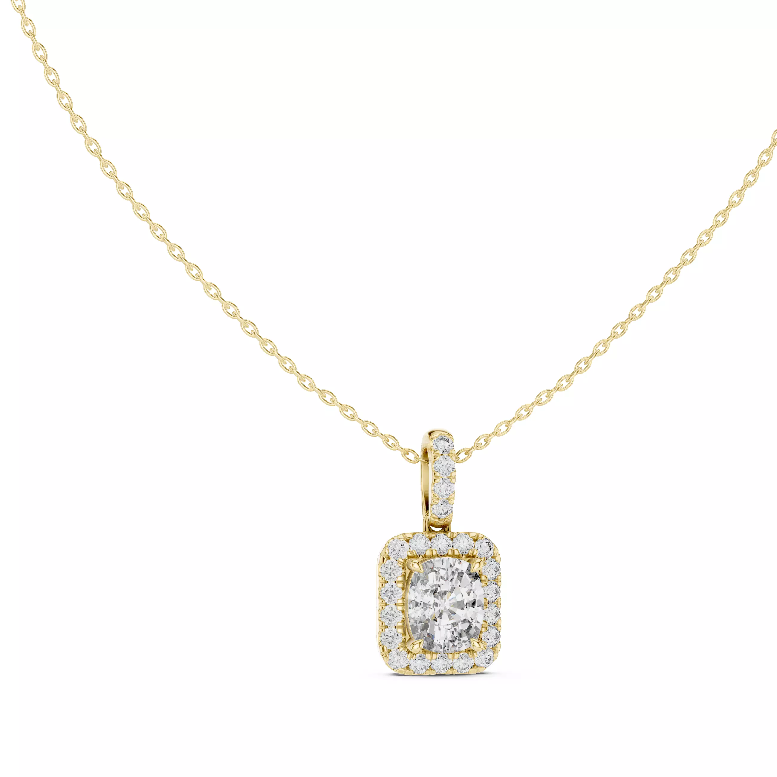 Cushion Halo Solitaire Pendant 3dm stl renders Animation Videos 3D print model_10