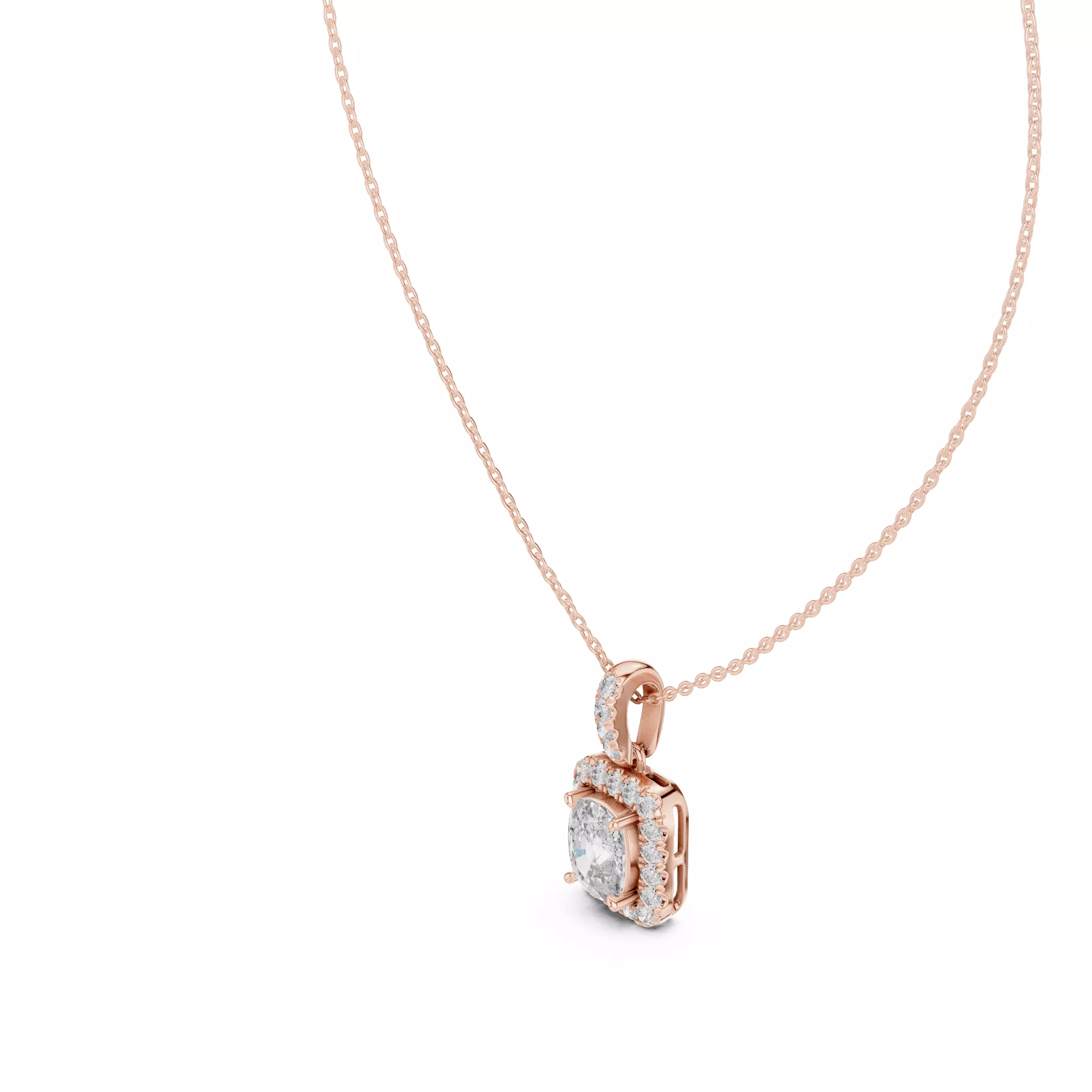 Cushion Halo Solitaire Pendant 3dm stl renders Animation Videos 3D print model_3