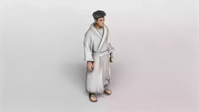 Stylized Male Character in Bathrobe 3D Model