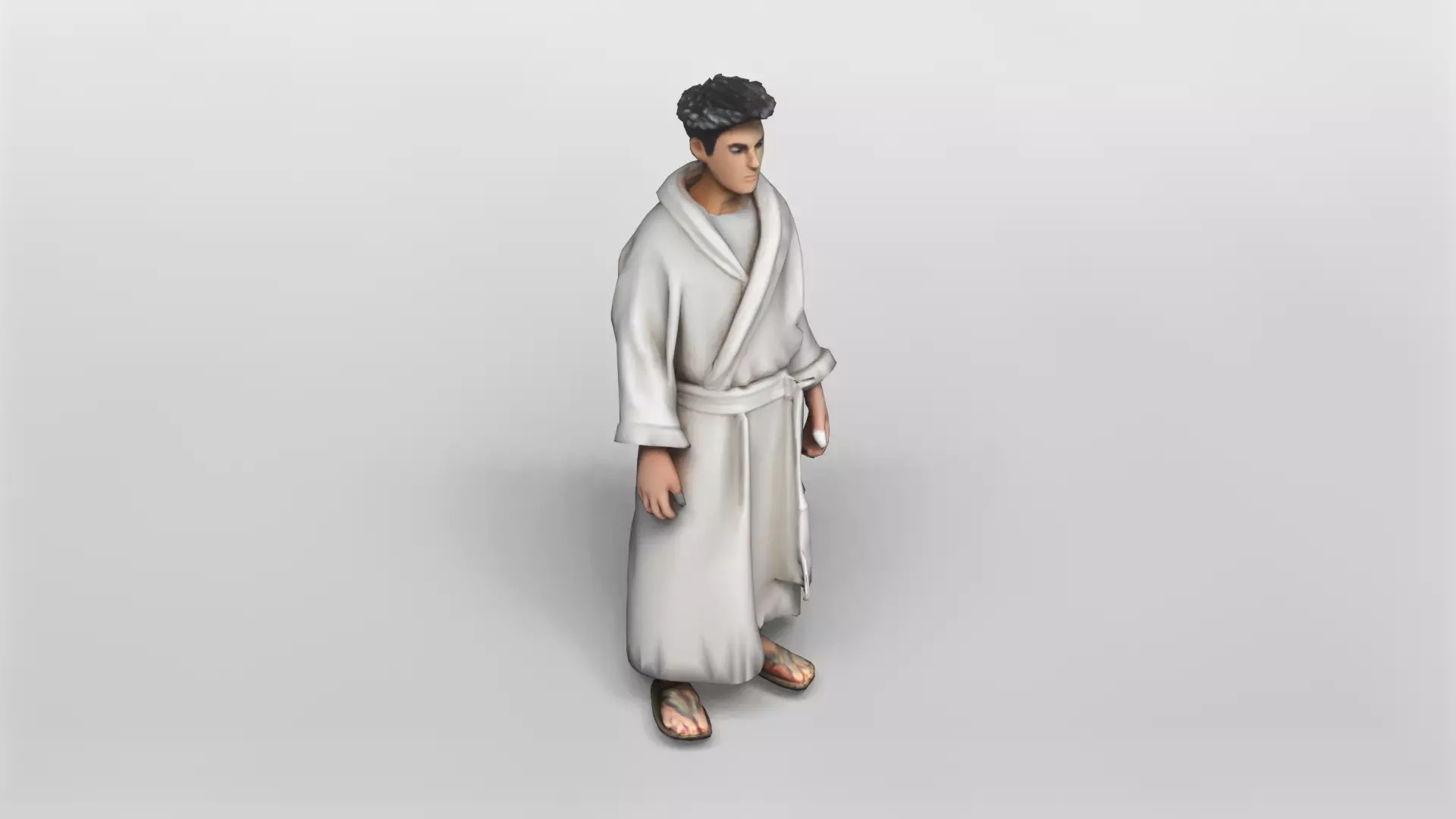 Stylized Male Character in Bathrobe 3D Model 3D model_0