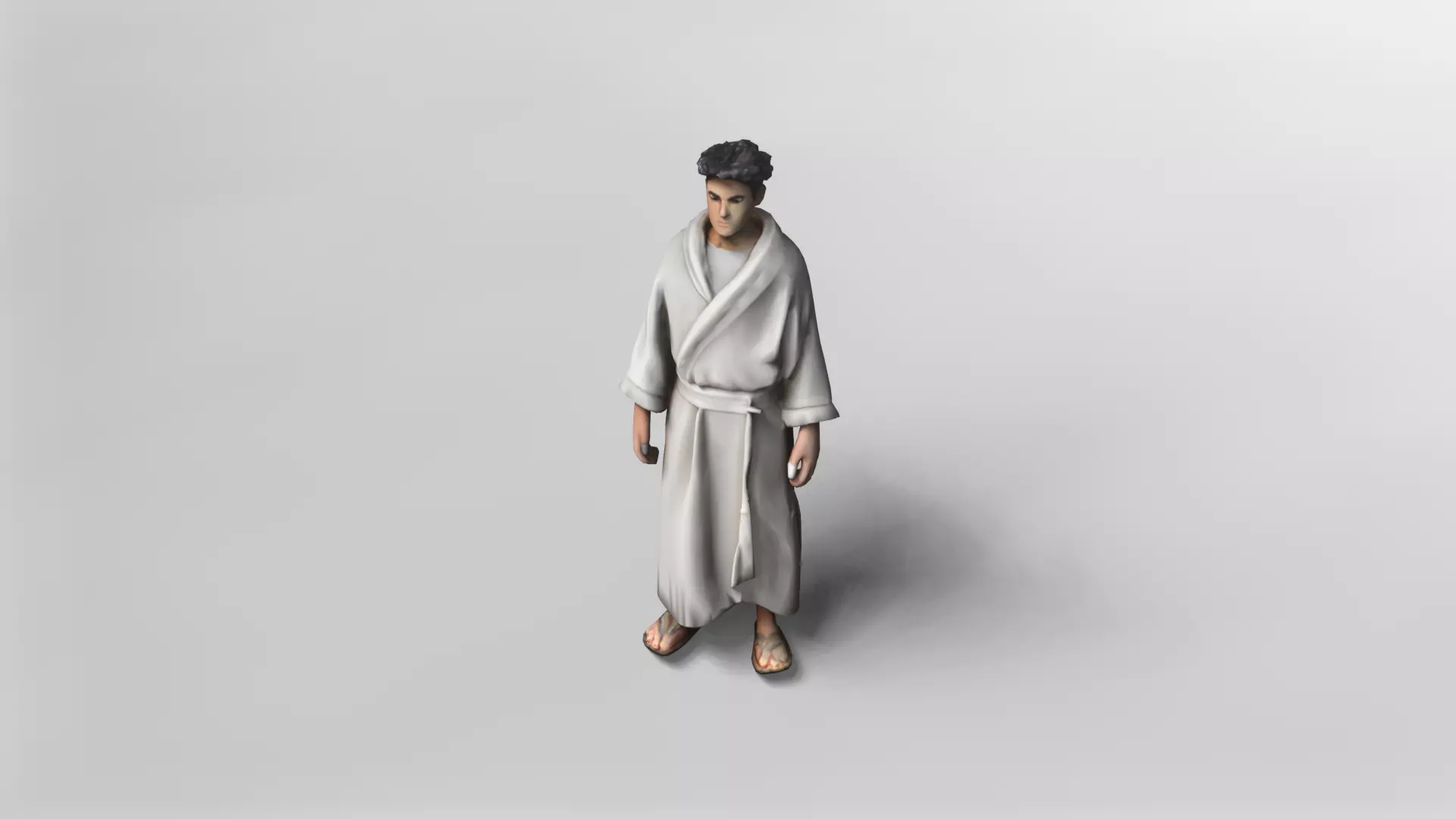 Stylized Male Character in Bathrobe 3D Model 3D model_1
