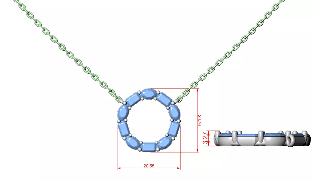 Circle Diamond Pendant 3dm stl renders Animation Videos Details 3D print model_1