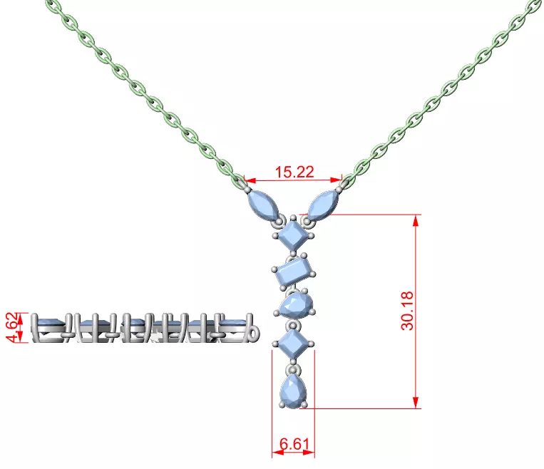 Marquise Princess Emerald WaterfallSolitaire Pendant 3dm stl  3D print model_1