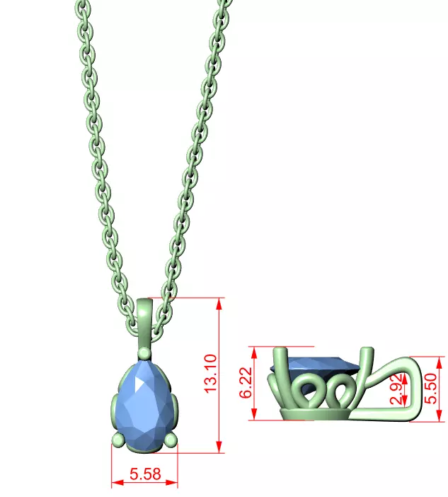 Solitaire Pendant 3dm stl renders Animation Videos Details 3D print model_12