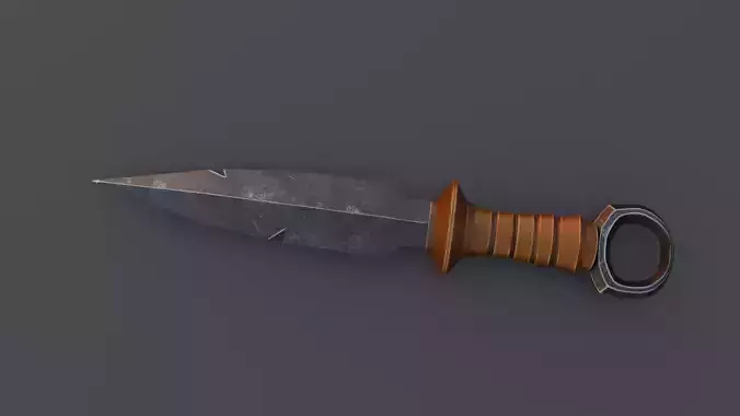 Broken fang fantasy dagger-game ready low-poly RPG weapon