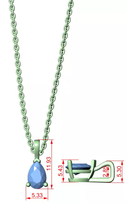 Pear Mono Solitaire Pendant 3dm stl renders Animation Videos 3D print model_1