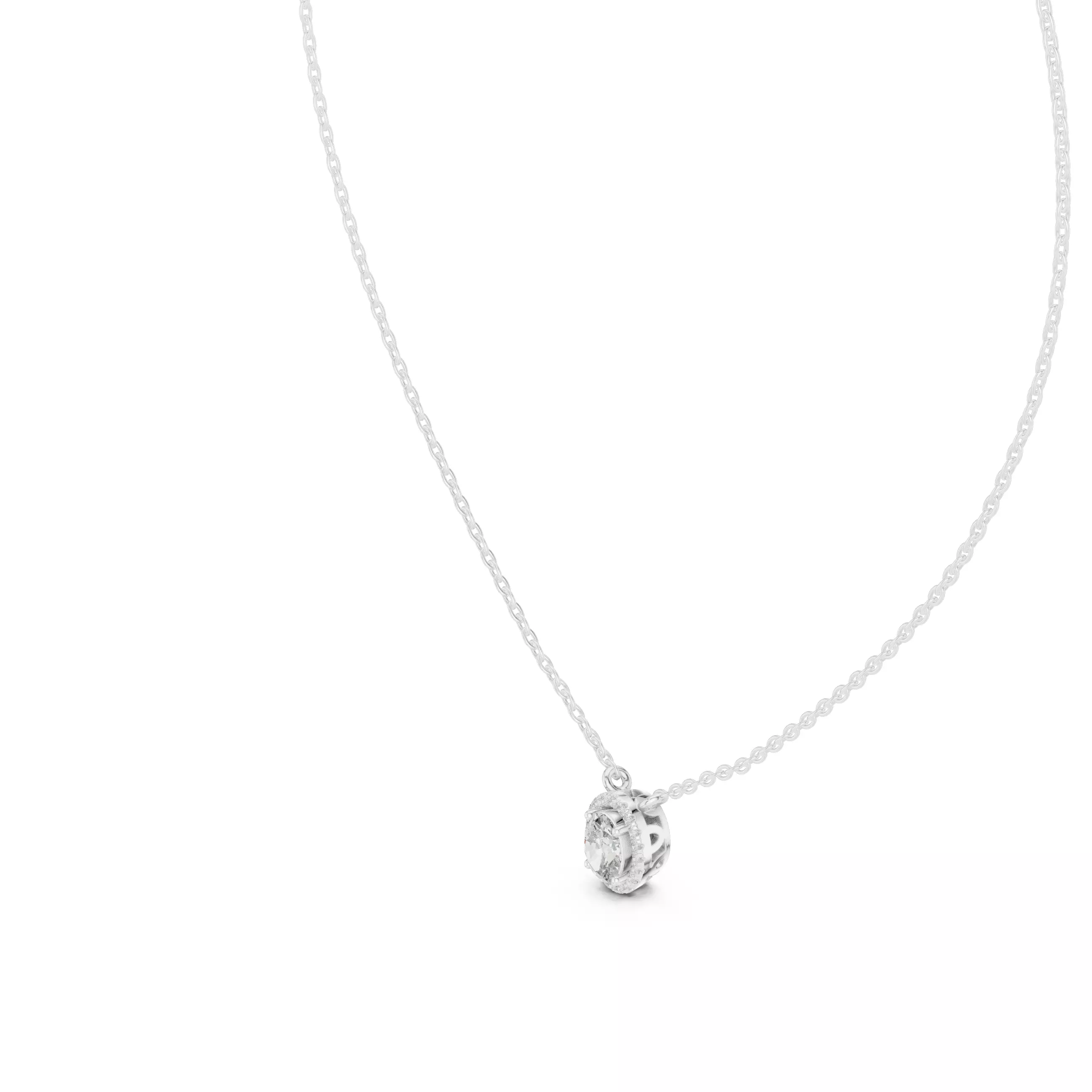 Oval Halo Solitaire Pendant 3dm stl renders Animation Videos  3D print model_7