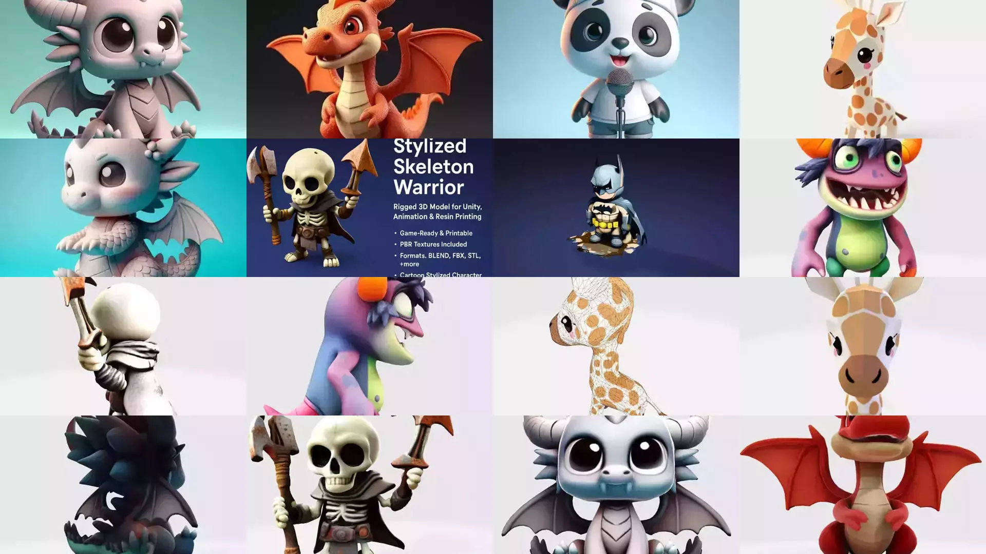 24 Cute Cartoon Characters 3D Print Pack 3D Model Collection_3