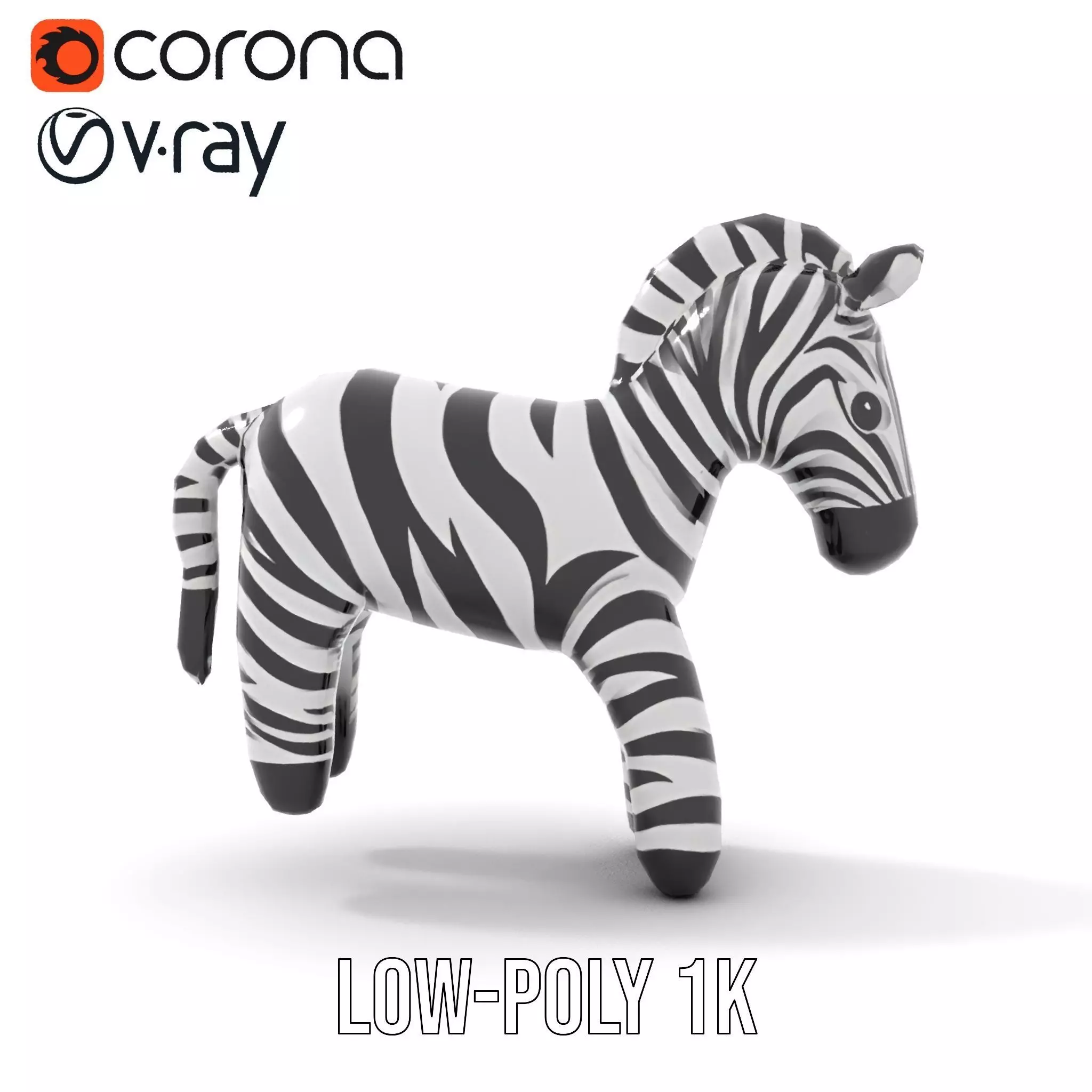 Inflatable Zebra Toy model pack Low-poly 3D model_13