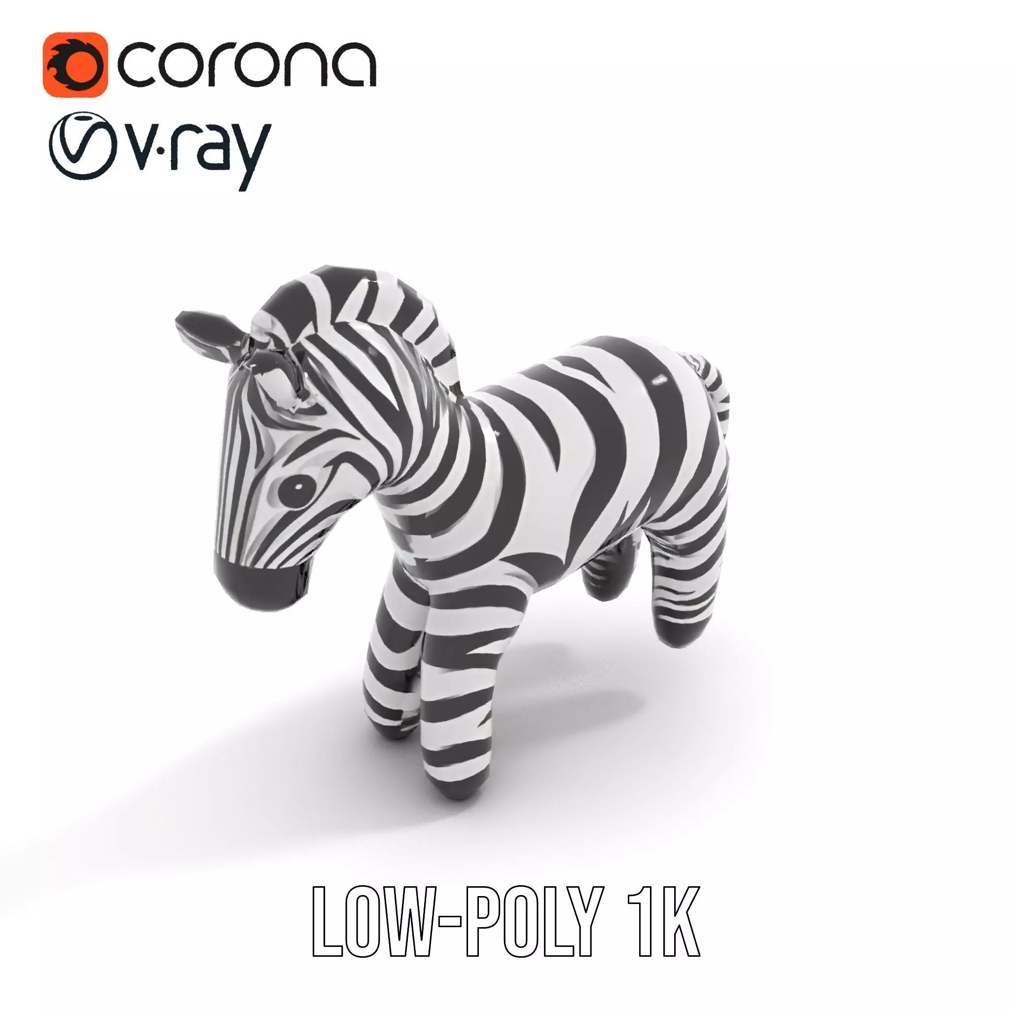 Inflatable Zebra Toy model pack Low-poly 3D model_8