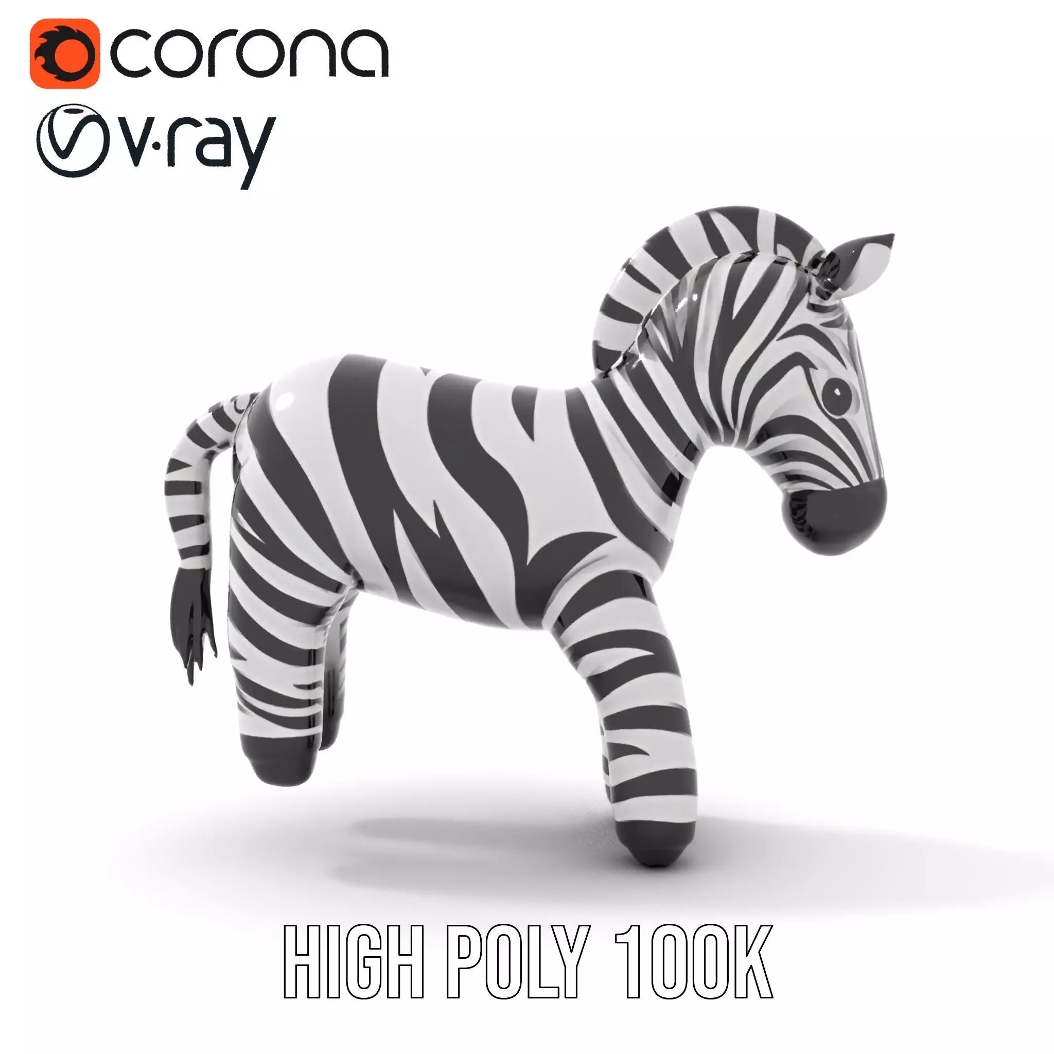 Inflatable Zebra Toy model pack Low-poly 3D model_30