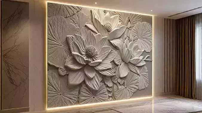 Modern Relief Wall Mural Decor CNC 3D Print 05 