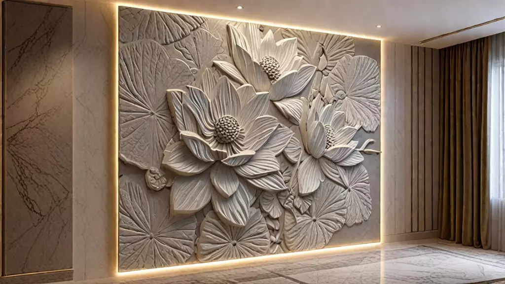 Modern Relief Wall Mural Decor CNC 3D Print 05  3D model_0