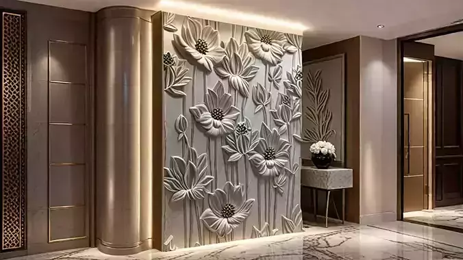 Modern Relief Wall Mural Decor CNC 3D Print 06